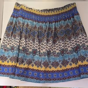 ARTISAN NY Gold and Blue Pleated  Mini Skirt Sz L